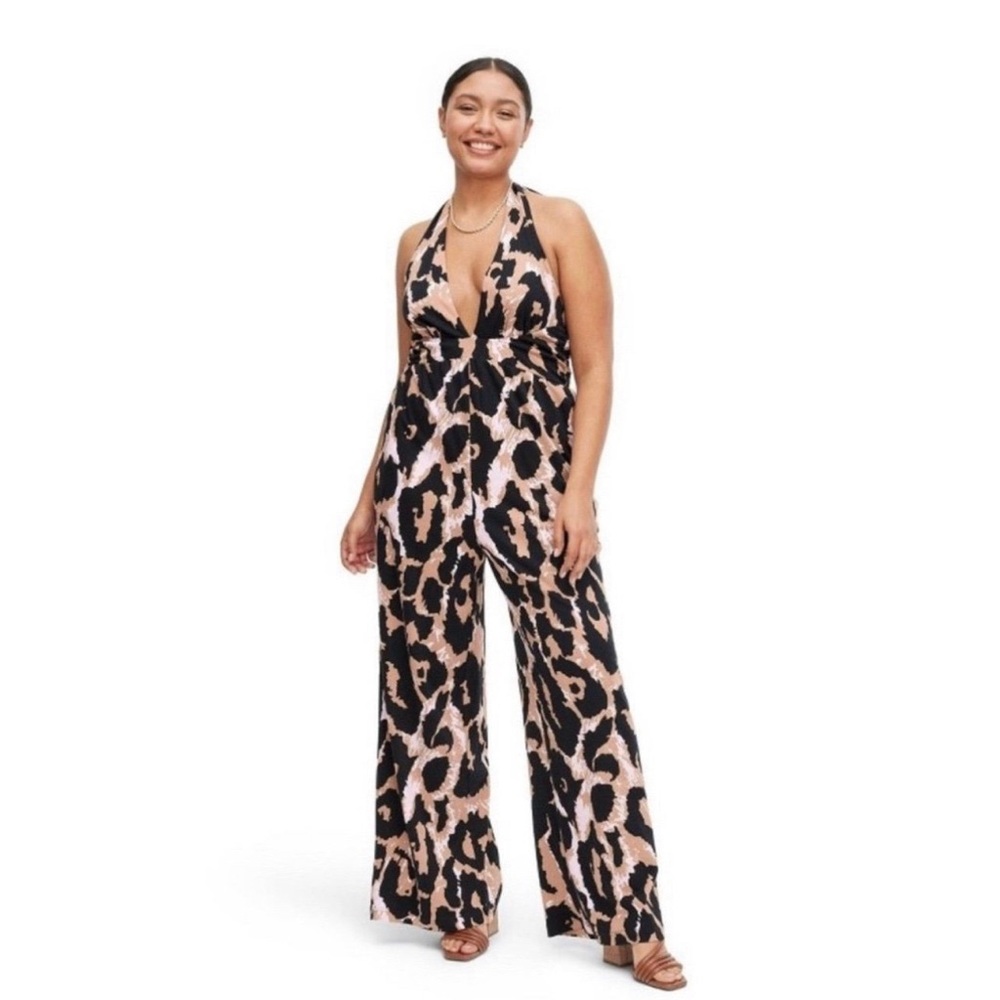DVF for Target Women’s Halter Leopard Neutral Jumpsuit sz XS